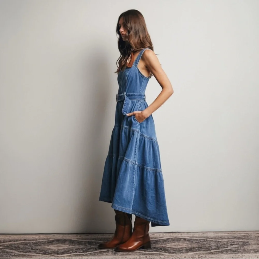 Forte Tiered Denim Western Maxi Dress - Picture 5 of 16